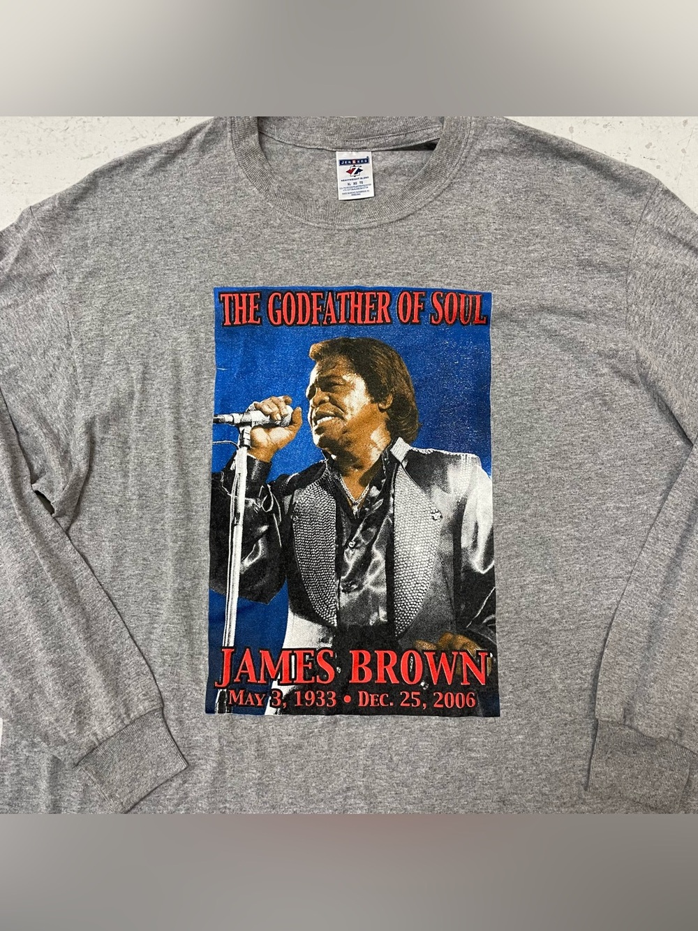 James Brown The Godfather of Soul Music T Shirt 2006 Memorial Mens XL Gray